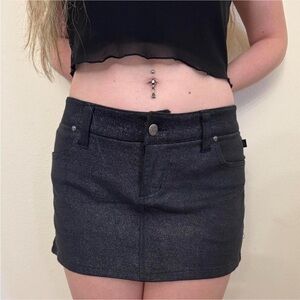 Tripp NYC Black & Silver Denim Mini Skirt